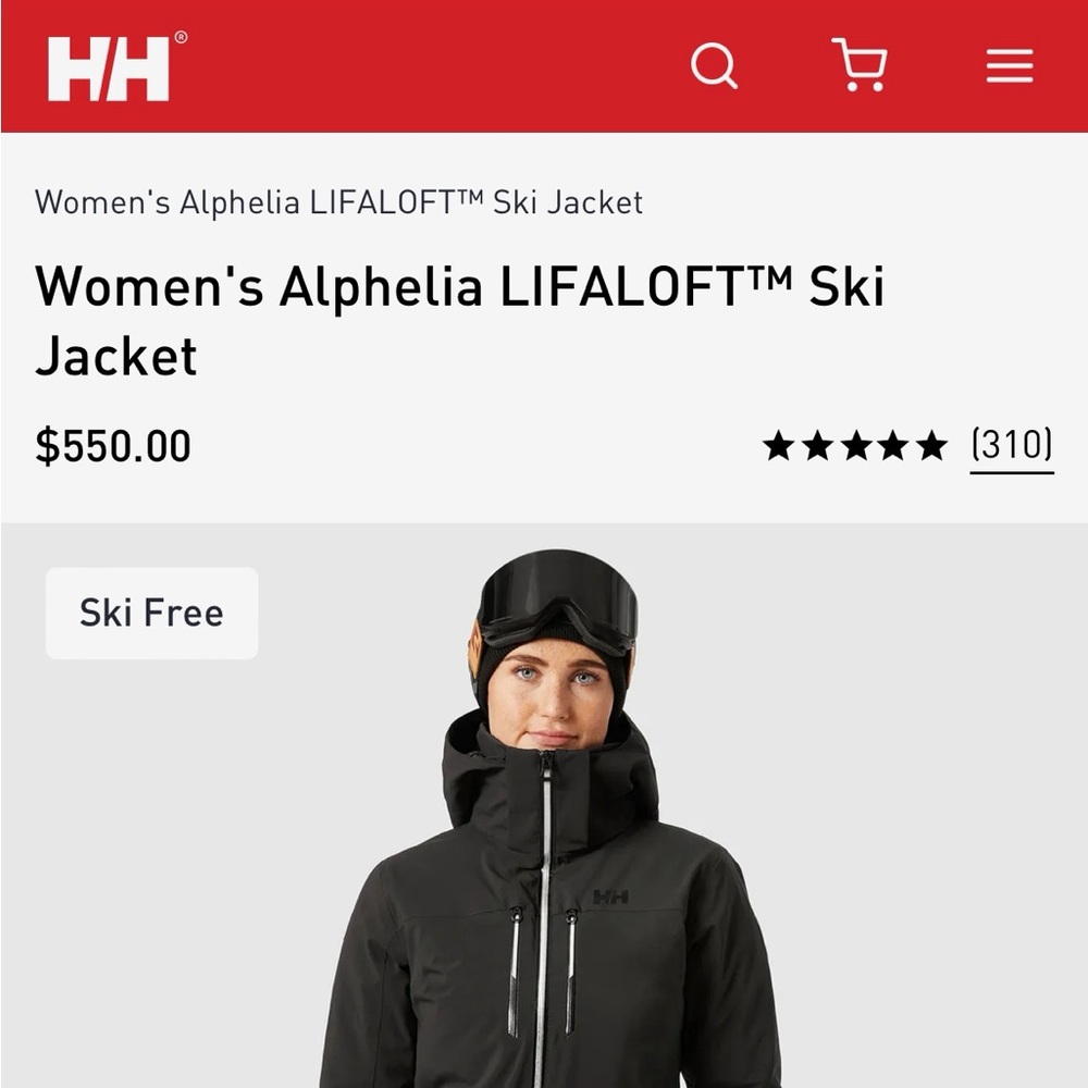 BRAND NEW W TAGS Black Helly Hansen Alphelia LILOFT Ski Jacket, Medium